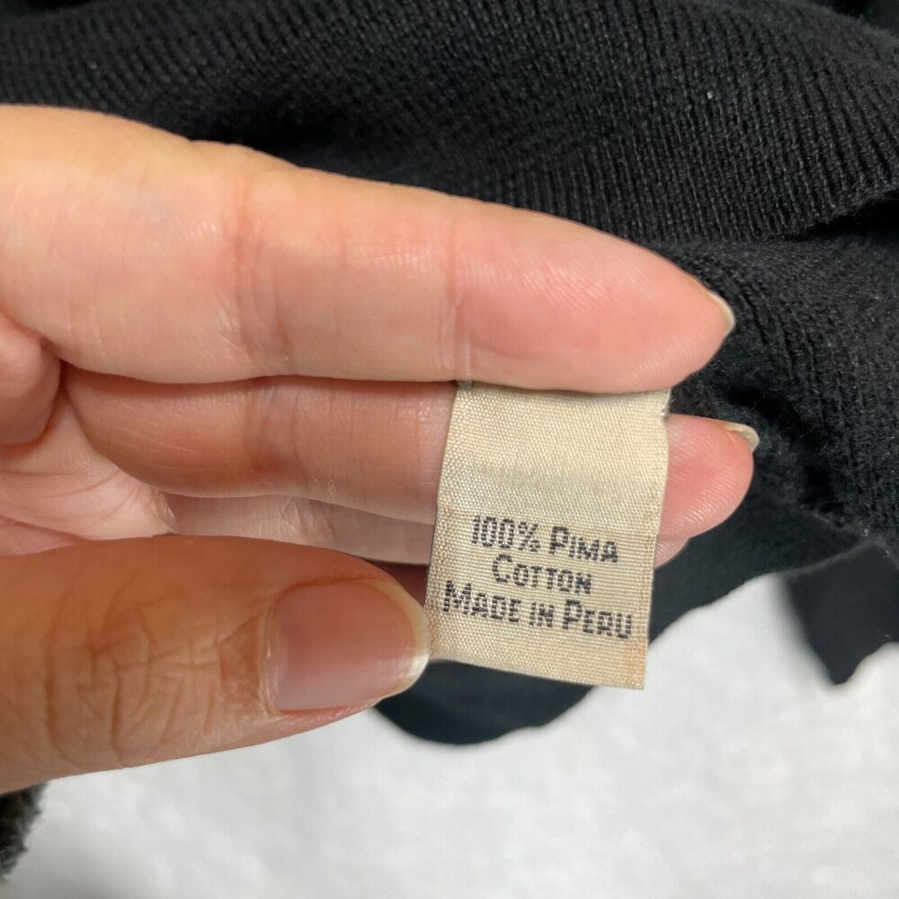 Peruvian Connection XL Black Pima Cotton Turtleneck Sweater Peru Minimalist Soft - Picture 4 of 10